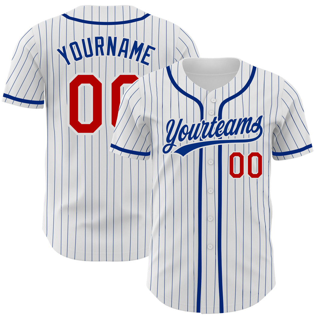 Custom Baseball Jersey Embroidered Your Names and Numbers –  Pinstripe(White/Red)