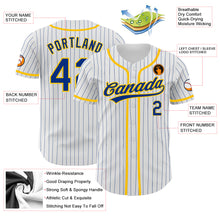 Laden Sie das Bild in den Galerie-Viewer, Custom White Royal Pinstripe Royal-Yellow Authentic Baseball Jersey
