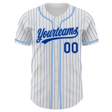 Загрузить изображение в средство просмотра галереи, Custom White Royal Pinstripe Royal-Light Blue Authentic Baseball Jersey
