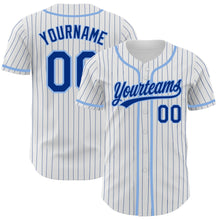 Загрузить изображение в средство просмотра галереи, Custom White Royal Pinstripe Royal-Light Blue Authentic Baseball Jersey
