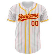 Laden Sie das Bild in den Galerie-Viewer, Custom White Red Pinstripe Red-Light Blue Authentic Baseball Jersey
