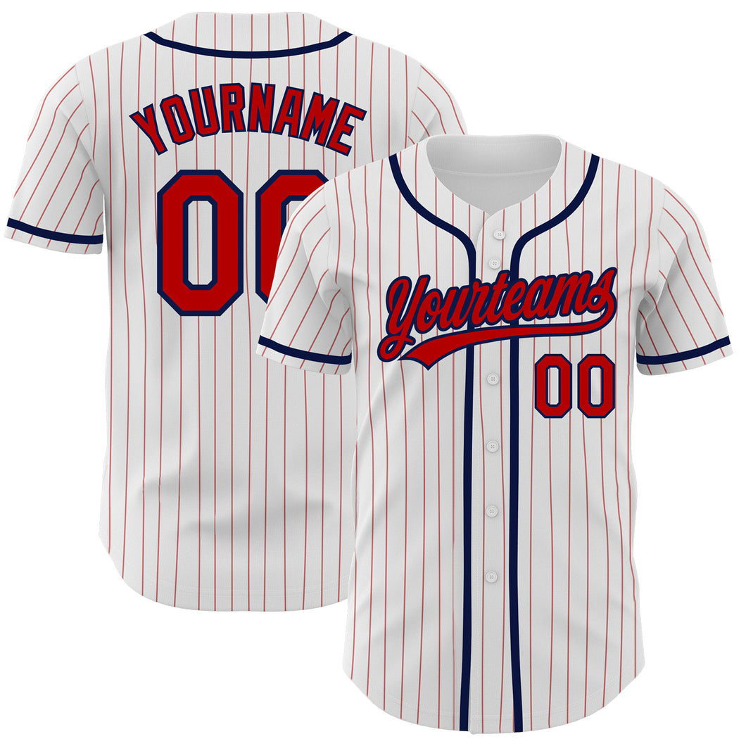 Custom Baseball Jersey Embroidered Your Names and Numbers – Pinstripe(White/ Red) - Blank Jerseys