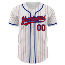 Laden Sie das Bild in den Galerie-Viewer, Custom White Red Pinstripe Red-Royal Authentic Baseball Jersey
