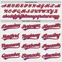 Laden Sie das Bild in den Galerie-Viewer, Custom White Purple Pinstripe Orange Authentic Baseball Jersey
