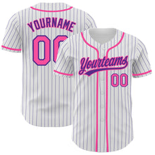 Загрузить изображение в средство просмотра галереи, Custom White Purple Pinstripe Pink Authentic Baseball Jersey
