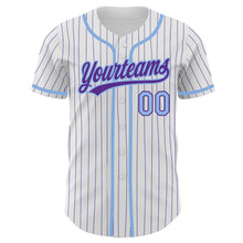 Charger l&#39;image dans la galerie, Custom White Purple Pinstripe Light Blue Authentic Baseball Jersey
