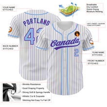 Charger l&#39;image dans la galerie, Custom White Purple Pinstripe Light Blue Authentic Baseball Jersey
