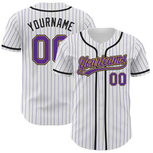 Charger l&#39;image dans la galerie, Custom White Purple Pinstripe Purple Old Gold-Black Authentic Baseball Jersey
