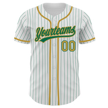 Загрузить изображение в средство просмотра галереи, Custom White Kelly Green Pinstripe Old Gold Authentic Baseball Jersey
