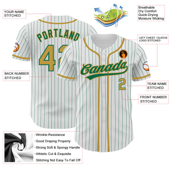 Cheap Custom Gold Black Pinstripe Kelly Green-White Authentic Baseball  Jersey Free Shipping – CustomJerseysPro