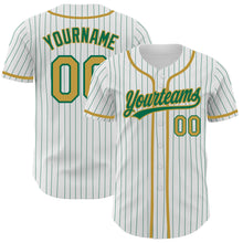 Загрузить изображение в средство просмотра галереи, Custom White Kelly Green Pinstripe Old Gold Authentic Baseball Jersey
