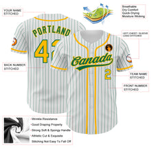 Laden Sie das Bild in den Galerie-Viewer, Custom White Kelly Green Pinstripe Gold Authentic Baseball Jersey
