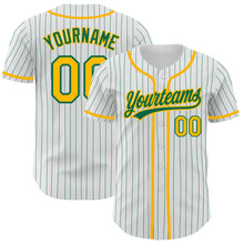 Laden Sie das Bild in den Galerie-Viewer, Custom White Kelly Green Pinstripe Gold Authentic Baseball Jersey
