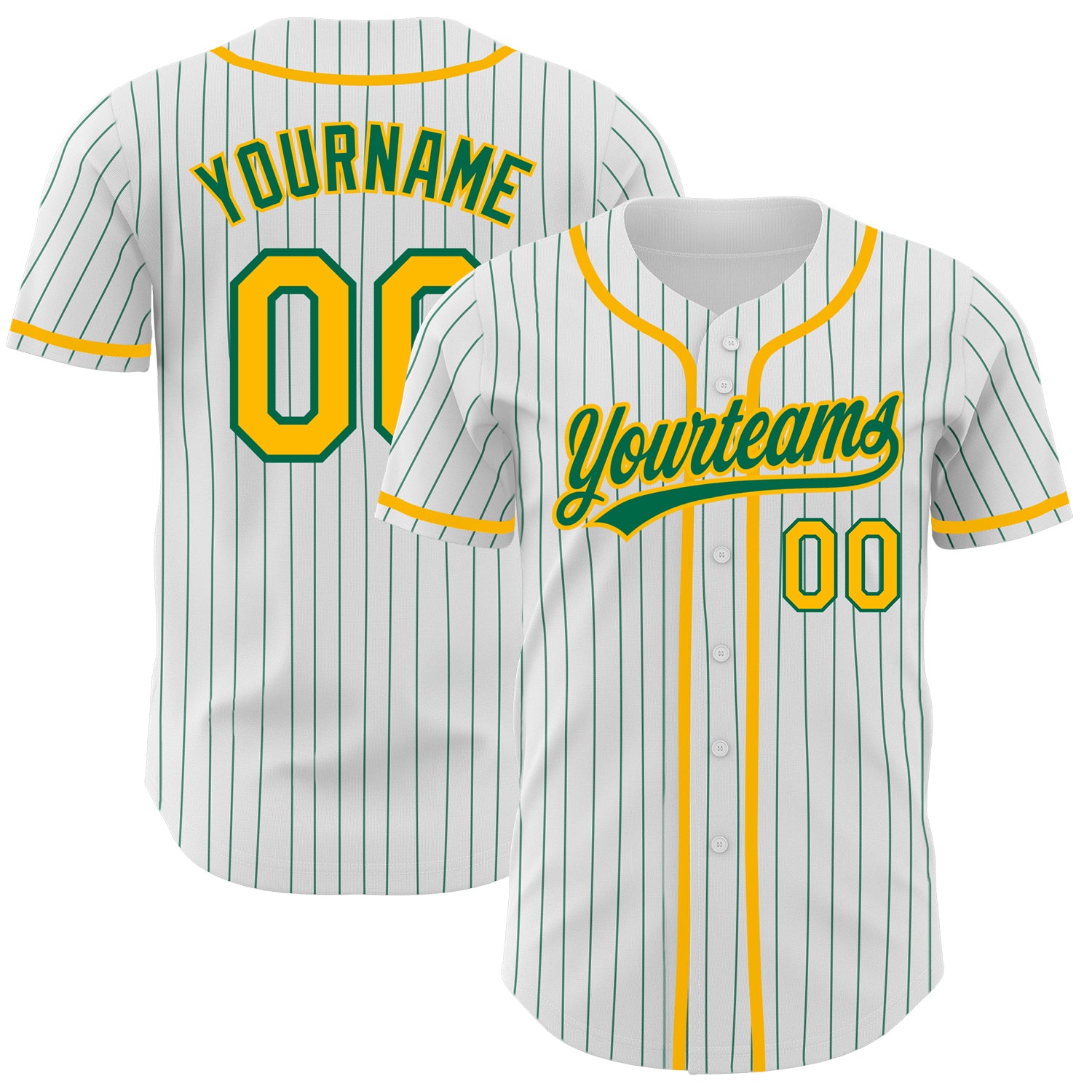 Cheap Custom White Kelly Green Pinstripe Kelly Green-Gold Authentic  Baseball Jersey Free Shipping – CustomJerseysPro