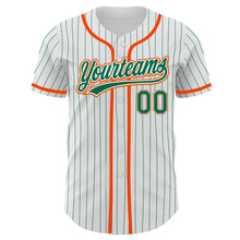 Laden Sie das Bild in den Galerie-Viewer, Custom White Kelly Green Pinstripe Kelly Green-Orange Authentic Baseball Jersey
