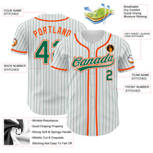 Laden Sie das Bild in den Galerie-Viewer, Custom White Kelly Green Pinstripe Kelly Green-Orange Authentic Baseball Jersey
