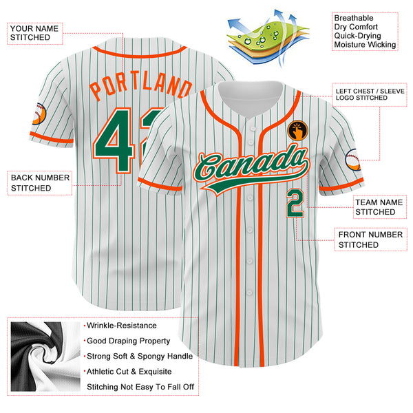 Custom Orange White-Kelly Green Authentic Baseball Jersey Discount