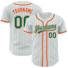 Laden Sie das Bild in den Galerie-Viewer, Custom White Kelly Green Pinstripe Kelly Green-Orange Authentic Baseball Jersey
