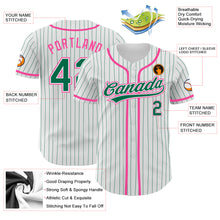 Laden Sie das Bild in den Galerie-Viewer, Custom White Kelly Green Pinstripe Kelly Green-Pink Authentic Baseball Jersey
