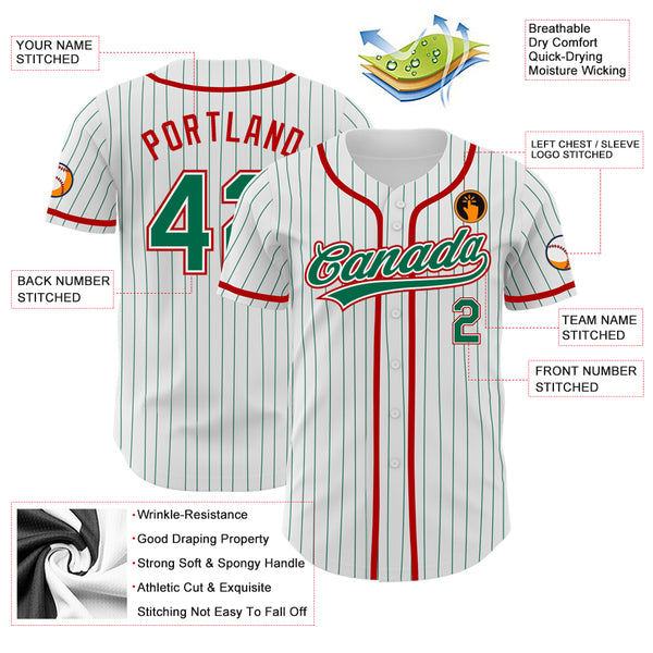 Cheap Custom White Kelly Green Pinstripe Kelly Green-Red Authentic Baseball  Jersey Free Shipping – CustomJerseysPro