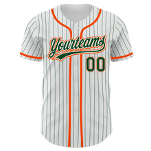 Charger l&#39;image dans la galerie, Custom White Green Pinstripe Green-Orange Authentic Baseball Jersey
