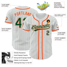 Charger l&#39;image dans la galerie, Custom White Green Pinstripe Green-Orange Authentic Baseball Jersey
