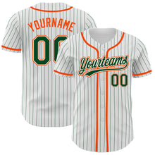 Charger l&#39;image dans la galerie, Custom White Green Pinstripe Green-Orange Authentic Baseball Jersey
