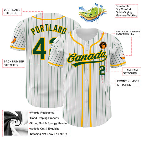 Cheap Custom White Green-Gold Authentic Baseball Jersey Free Shipping –  CustomJerseysPro