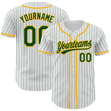 Загрузить изображение в средство просмотра галереи, Custom White Green Pinstripe Green-Gold Authentic Baseball Jersey
