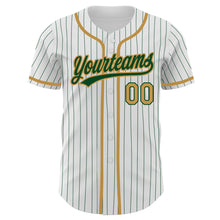 Charger l&#39;image dans la galerie, Custom White Green Pinstripe Old Gold Authentic Baseball Jersey
