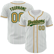 Charger l&#39;image dans la galerie, Custom White Green Pinstripe Old Gold Authentic Baseball Jersey
