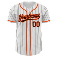 Загрузить изображение в средство просмотра галереи, Custom White Brown Pinstripe Brown-Orange Authentic Baseball Jersey
