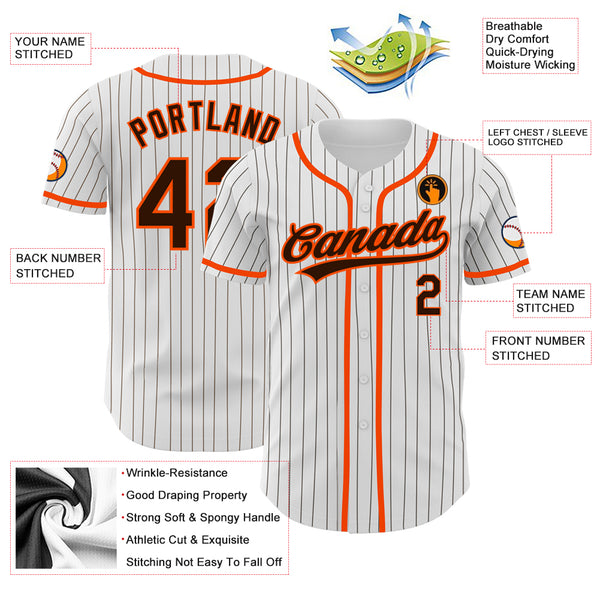 Cheap Custom Orange White Pinstripe Brown-White Authentic Baseball Jersey  Free Shipping – CustomJerseysPro