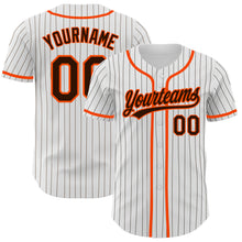 Загрузить изображение в средство просмотра галереи, Custom White Brown Pinstripe Brown-Orange Authentic Baseball Jersey
