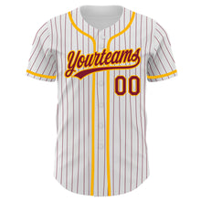 Charger l&#39;image dans la galerie, Custom White Crimson Pinstripe Crimson-Gold Authentic Baseball Jersey
