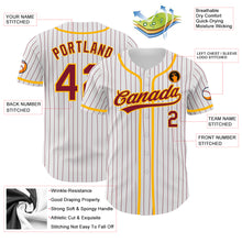 Charger l&#39;image dans la galerie, Custom White Crimson Pinstripe Crimson-Gold Authentic Baseball Jersey
