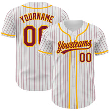 Charger l&#39;image dans la galerie, Custom White Crimson Pinstripe Crimson-Gold Authentic Baseball Jersey
