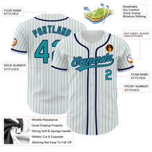 Charger l&#39;image dans la galerie, Custom White Teal Pinstripe Teal-Navy Authentic Baseball Jersey
