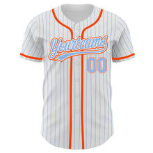 Загрузить изображение в средство просмотра галереи, Custom White Light Blue Pinstripe Light Blue-Orange Authentic Baseball Jersey
