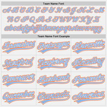 Load image into Gallery viewer, Custom White Light Blue Pinstripe Light Blue-Orange Authentic Baseball Jersey
