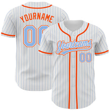 Загрузить изображение в средство просмотра галереи, Custom White Light Blue Pinstripe Light Blue-Orange Authentic Baseball Jersey
