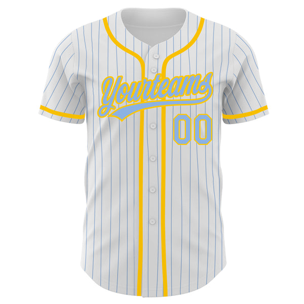 Cheap Custom White Light Blue Pinstripe Light Blue-Yellow Authentic  Baseball Jersey Free Shipping – CustomJerseysPro