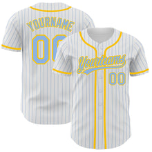 Загрузить изображение в средство просмотра галереи, Custom White Light Blue Pinstripe Light Blue-Yellow Authentic Baseball Jersey
