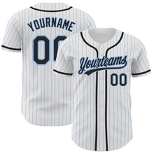 Charger l&#39;image dans la galerie, Custom White Light Blue Pinstripe Black Authentic Baseball Jersey
