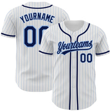 Charger l&#39;image dans la galerie, Custom White Light Blue Pinstripe Navy Authentic Baseball Jersey
