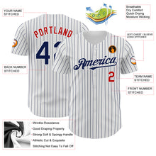 Laden Sie das Bild in den Galerie-Viewer, Custom White Navy Pinstripe Red Authentic Baseball Jersey
