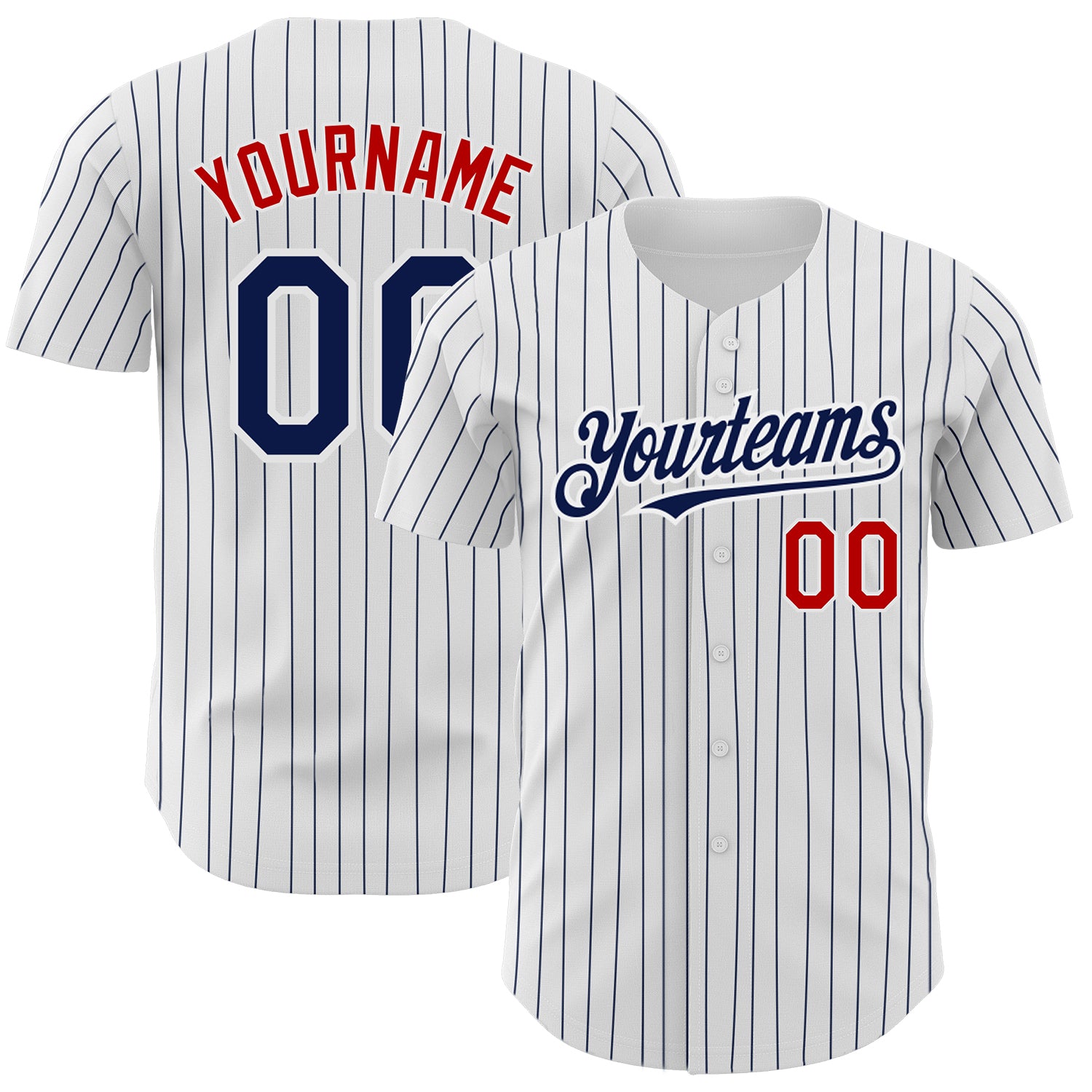 Custom Gray White Pinstripe Red Authentic Baseball Jersey