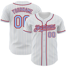 Загрузить изображение в средство просмотра галереи, Custom White Light Blue Pinstripe Red Authentic Baseball Jersey
