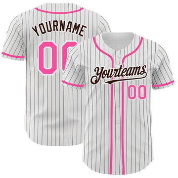 Cheap Custom Pink White Pinstripe White-Black Authentic Baseball Jersey  Free Shipping – CustomJerseysPro