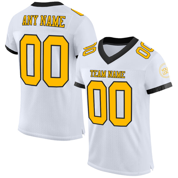 Custom White Black-Gold Mesh Authentic Football Jersey Football Authentic  Mesh – CustomJerseysPro